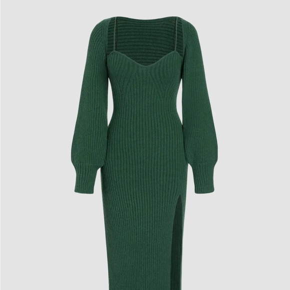 Cider Holiday Green Ribbed Maxi Dress - Picture 2 of 2